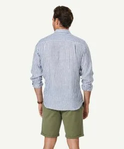 Gazman French Linen Stripe Long Sleeve Shirt - Navy -Cheap Accessories Store 3 47034