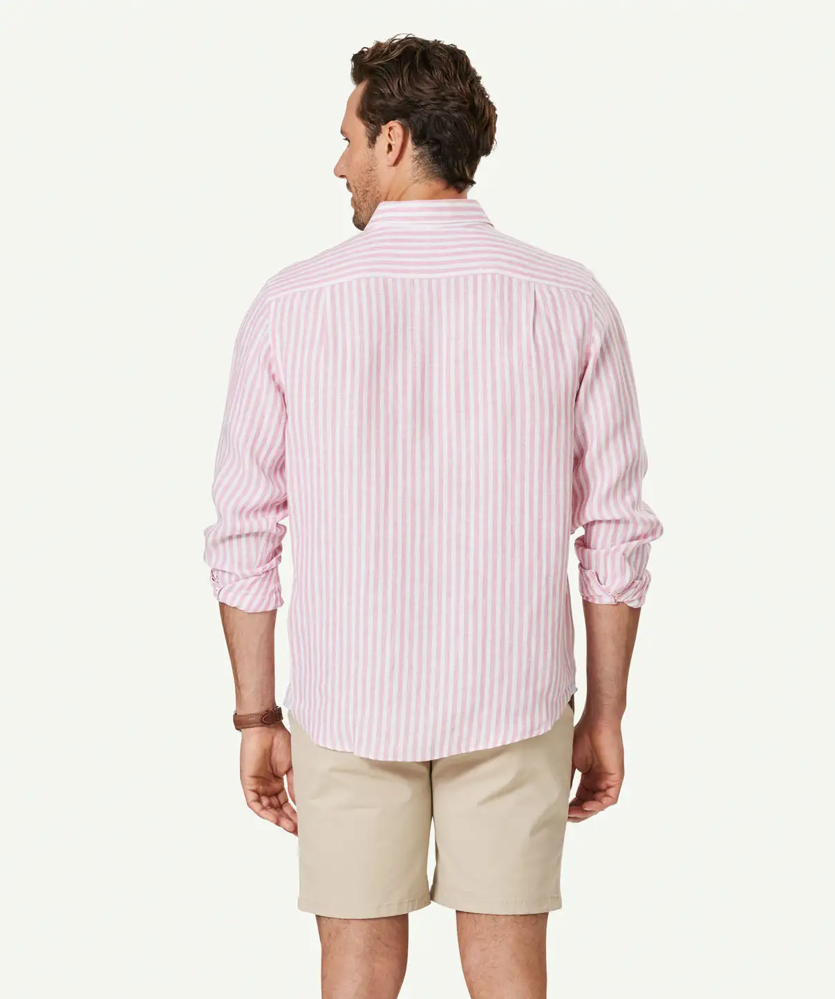 Gazman French Linen Stripe Long Sleeve Shirt - Pink 5 Gazman French Linen Stripe Long Sleeve Shirt - Pink - Image 3
