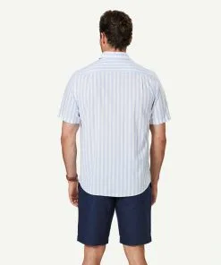 Gazman Casual Bold Melange Stripe Short Sleeve Shirt - Blue 9 Gazman Casual Bold Melange Stripe Short Sleeve Shirt - Blue -Cheap Accessories Store 3 47316