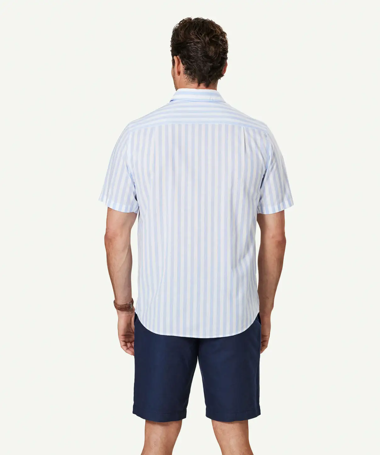 Gazman Casual Bold Melange Stripe Short Sleeve Shirt - Blue 5 Gazman Casual Bold Melange Stripe Short Sleeve Shirt - Blue - Image 3