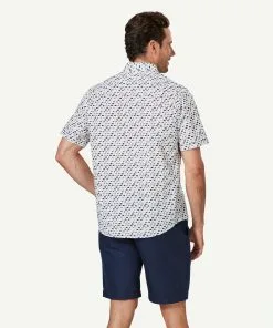 Gazman Casual Fish Print Short Sleeve Shirt - White -Cheap Accessories Store 3 47332