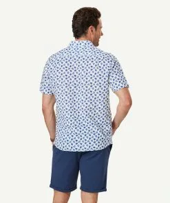 Gazman Linen Blend Turtle Print Short Sleeve Shirt - White 10 Gazman Linen Blend Turtle Print Short Sleeve Shirt - White -Cheap Accessories Store 3 47343