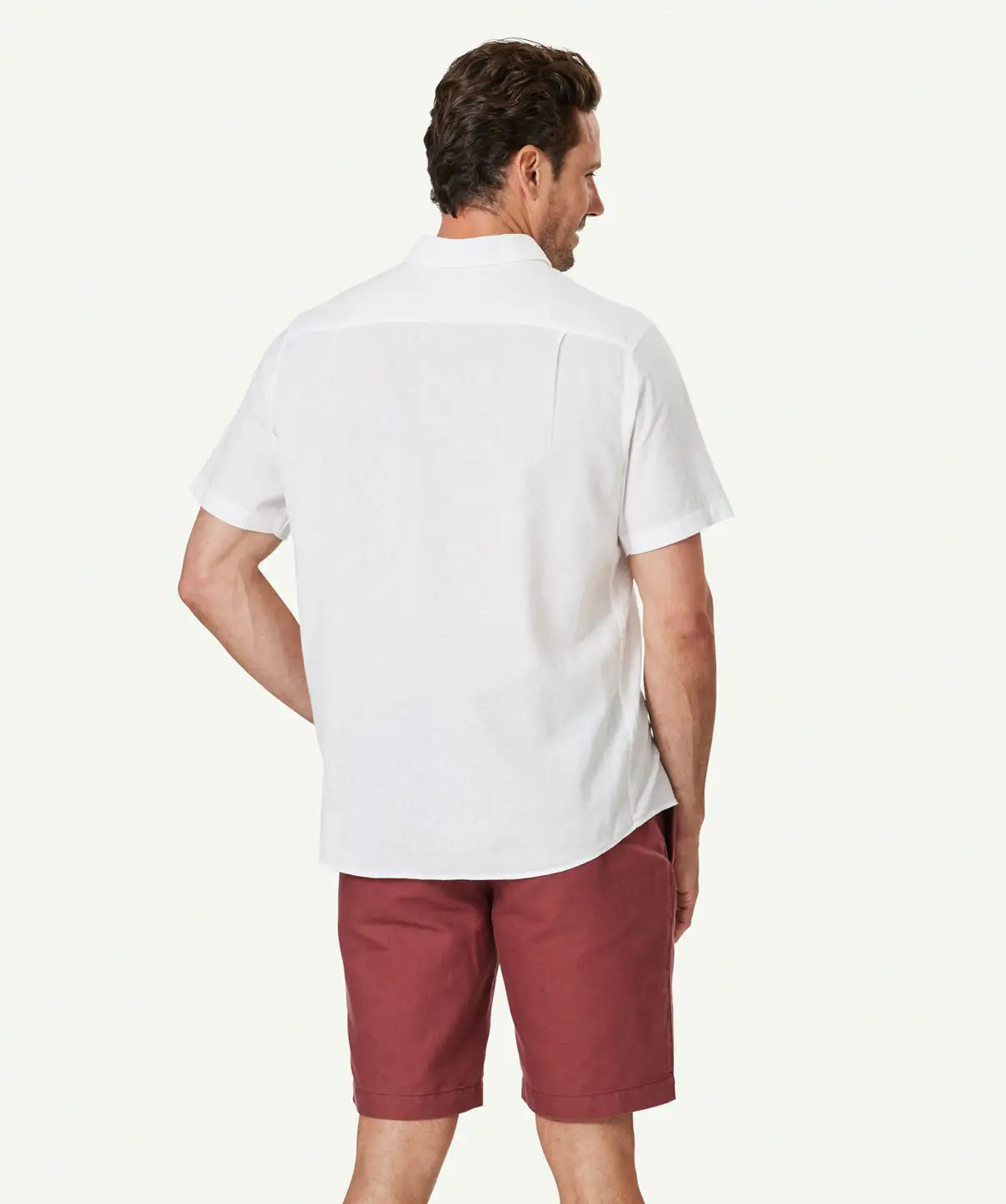 Gazman Linen Blend Plain Short Sleeve Shirt - White 5 Gazman Linen Blend Plain Short Sleeve Shirt - White - Image 3