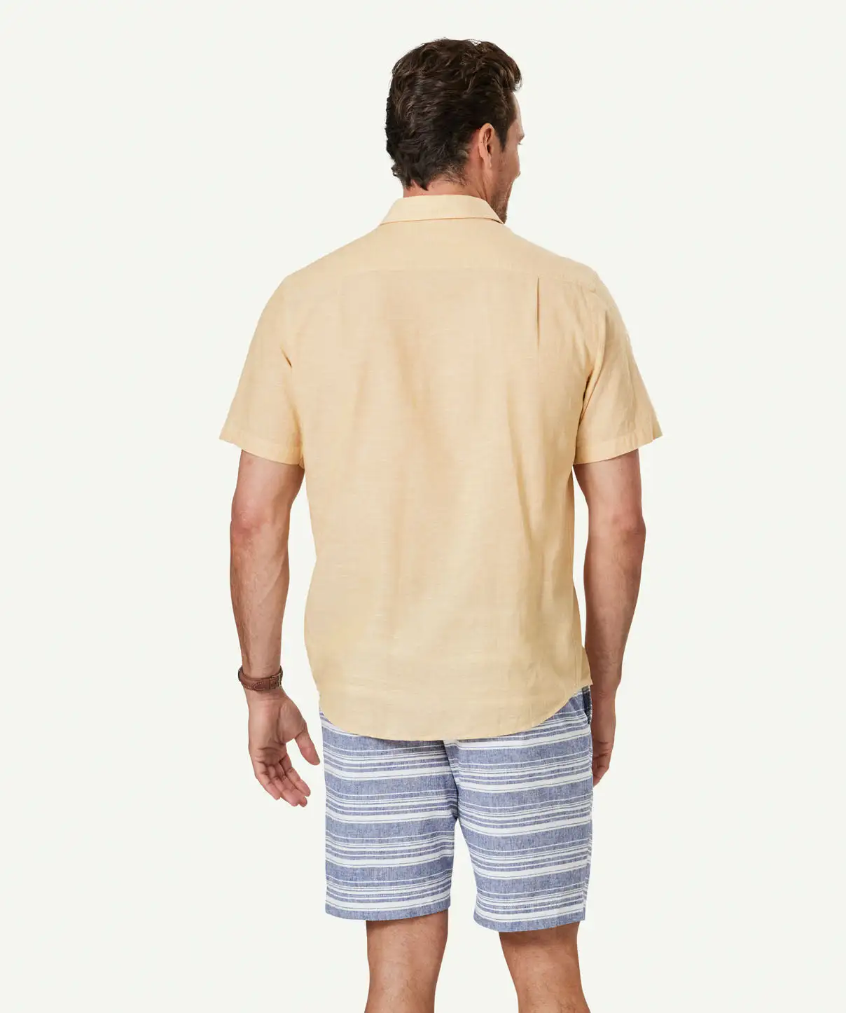 Gazman Linen Blend Plain Short Sleeve Shirt - Amber Yellow 5 Gazman Linen Blend Plain Short Sleeve Shirt - Amber Yellow - Image 3