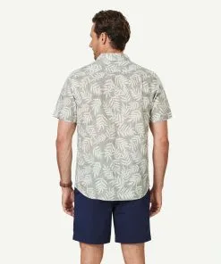 Gazman Linen Blend Leaf Print Short Sleeve Shirt - Sage 9 Gazman Linen Blend Leaf Print Short Sleeve Shirt - Sage -Cheap Accessories Store 3 47391
