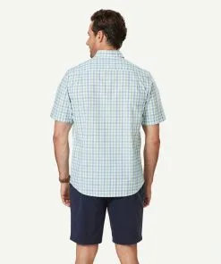 Gazman Easy Care Slub Check Short Sleeve Shirt - Palm -Cheap Accessories Store 3 47411