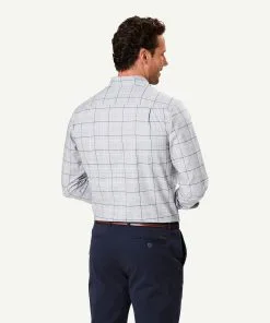 Gazman Easy Care Twill Check Long Sleeve Shirt - Grey Melange -Cheap Accessories Store 3 48511