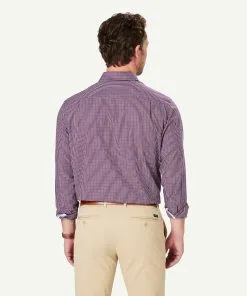 Gazman Easy Care Check Long Sleeve Shirt - Burgundy -Cheap Accessories Store 3 48560