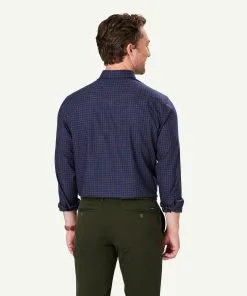 Gazman Easy Care Twill Check Long Sleeve Shirt - Navy -Cheap Accessories Store 3 48596