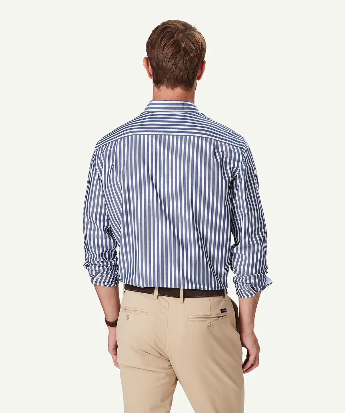 Gazman Easy Care Stripe Long Sleeve Shirt - Navy 5 Gazman Easy Care Stripe Long Sleeve Shirt - Navy - Image 3