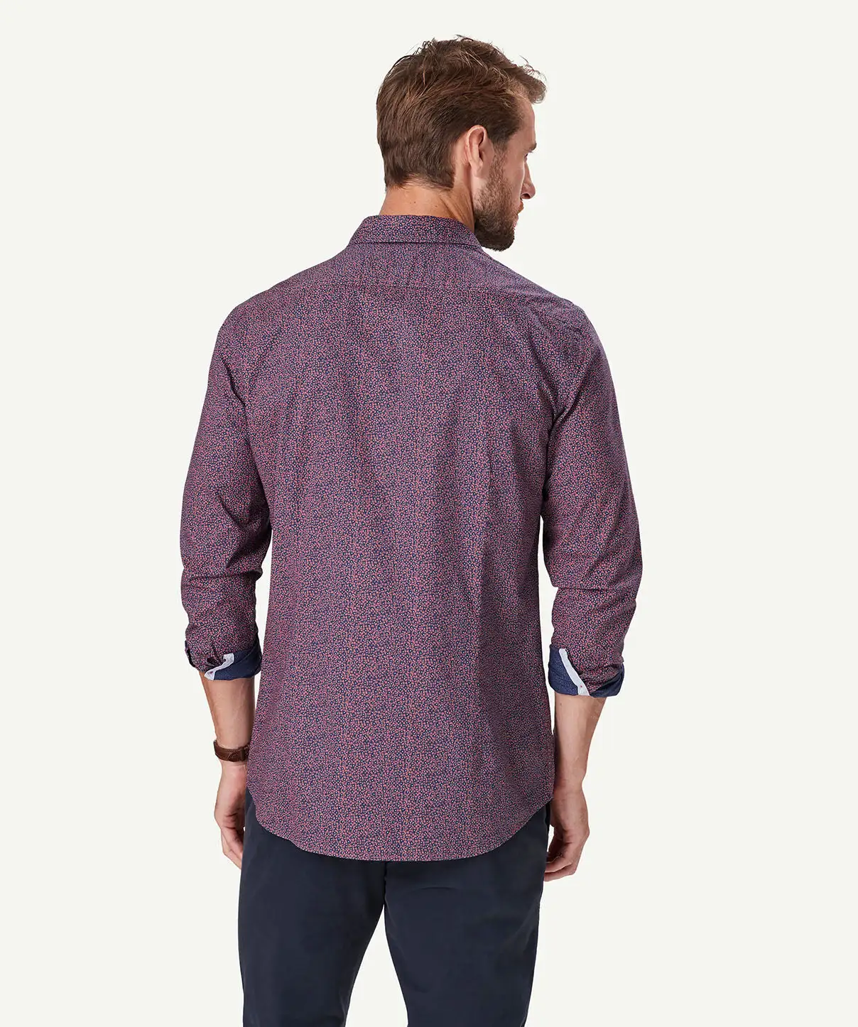 Gazman Tailored Casual Print Long Sleeve Shirt - Claret Red 5 Gazman Tailored Casual Print Long Sleeve Shirt - Claret Red - Image 3