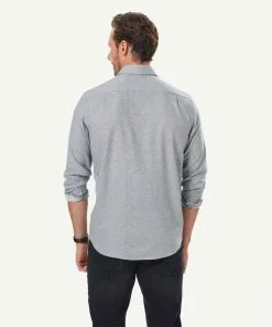 Gazman Brushed Twill Leaf Print Long Sleeve Shirt - Grey -Cheap Accessories Store 3 49905