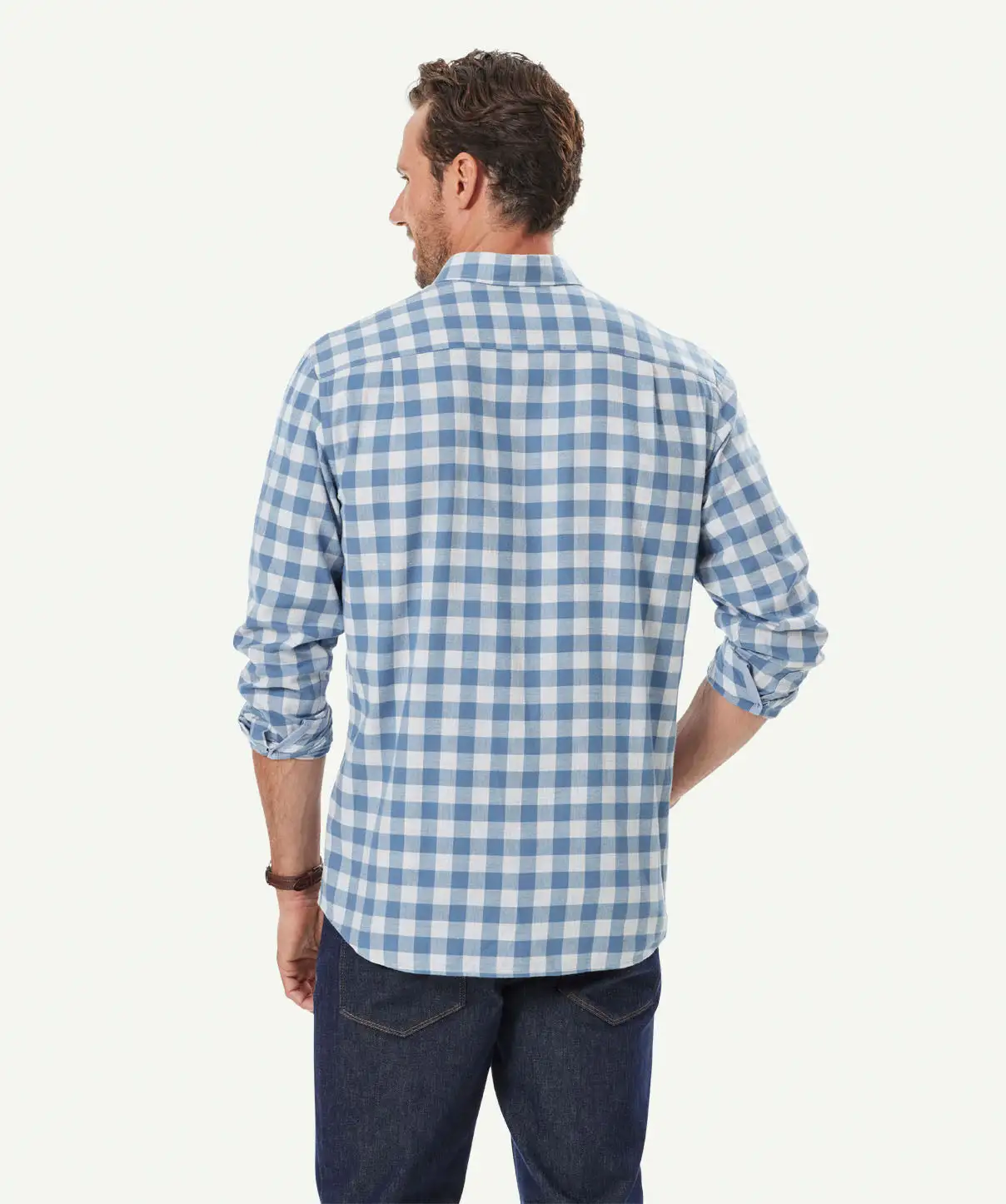 Gazman Brushed Twill Melange Check Long Sleeve Shirt - Slate 5 Gazman Brushed Twill Melange Check Long Sleeve Shirt - Slate - Image 3
