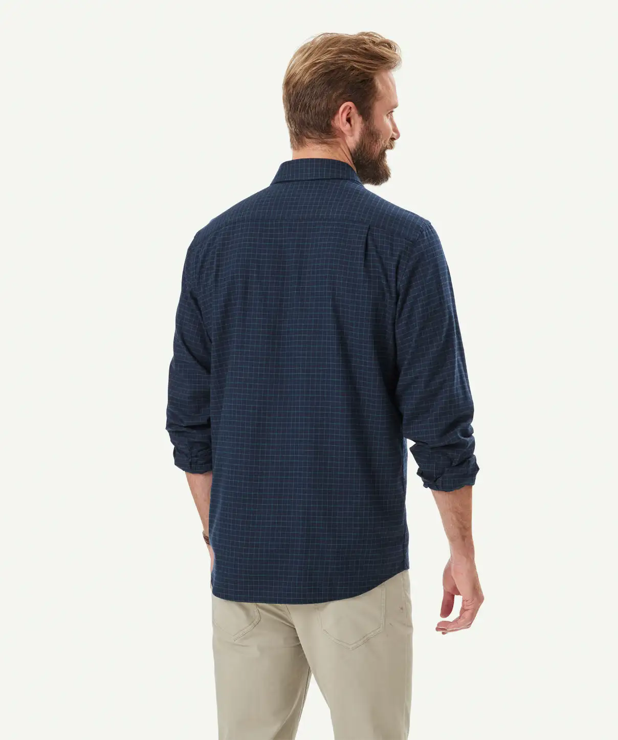 Gazman Brushed Twill Grid Check Long Sleeve Shirt - Midnight 5 Gazman Brushed Twill Grid Check Long Sleeve Shirt - Midnight - Image 3