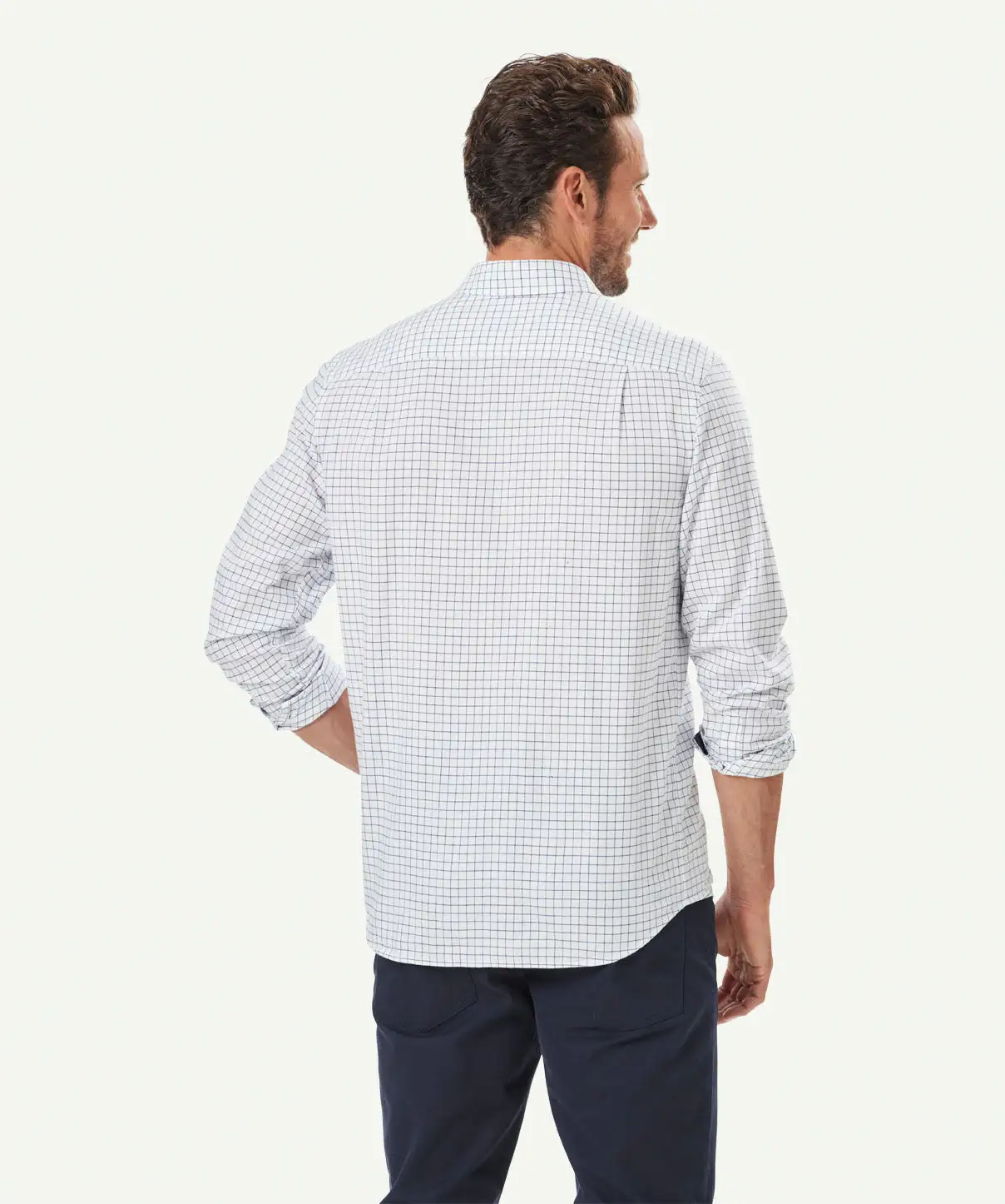 Gazman Brushed Twill Grid Check Long Sleeve Shirt - White 5 Gazman Brushed Twill Grid Check Long Sleeve Shirt - White - Image 3