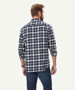 Gazman Brushed Twill Box Check Long Sleeve Shirt - Grey Melange -Cheap Accessories Store 3 50007