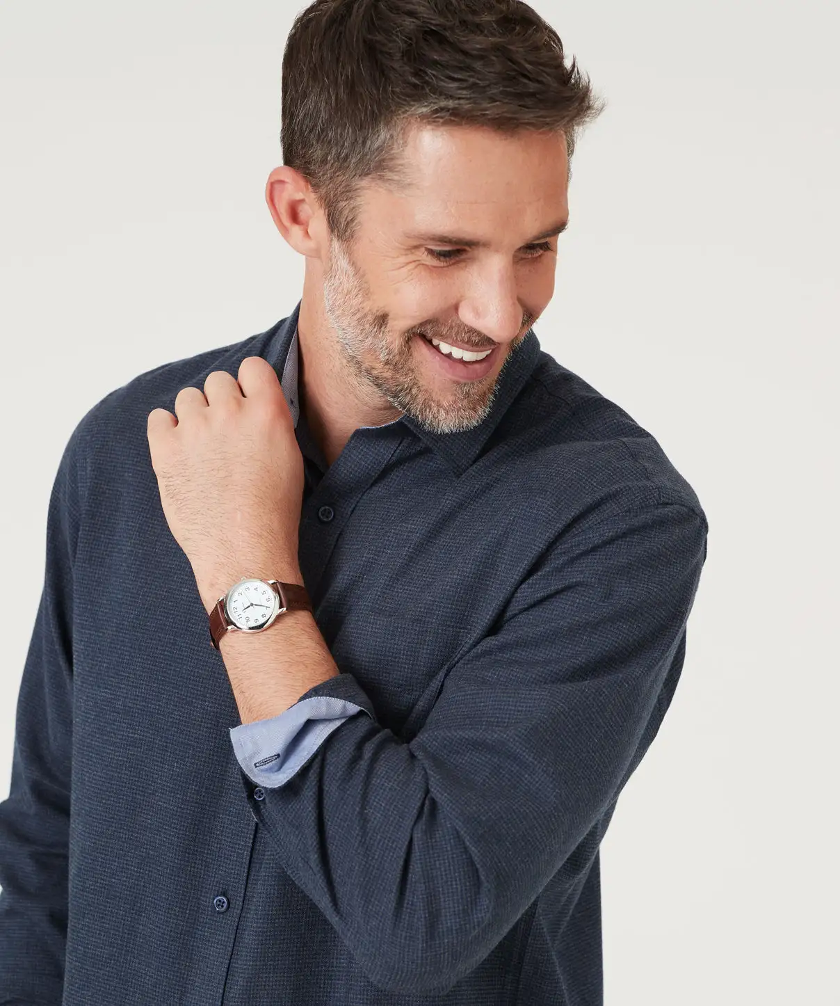 Gazman Brushed Houndstooth Check Shirt - Charcoal 5 Gazman Brushed Houndstooth Check Shirt - Charcoal - Image 3