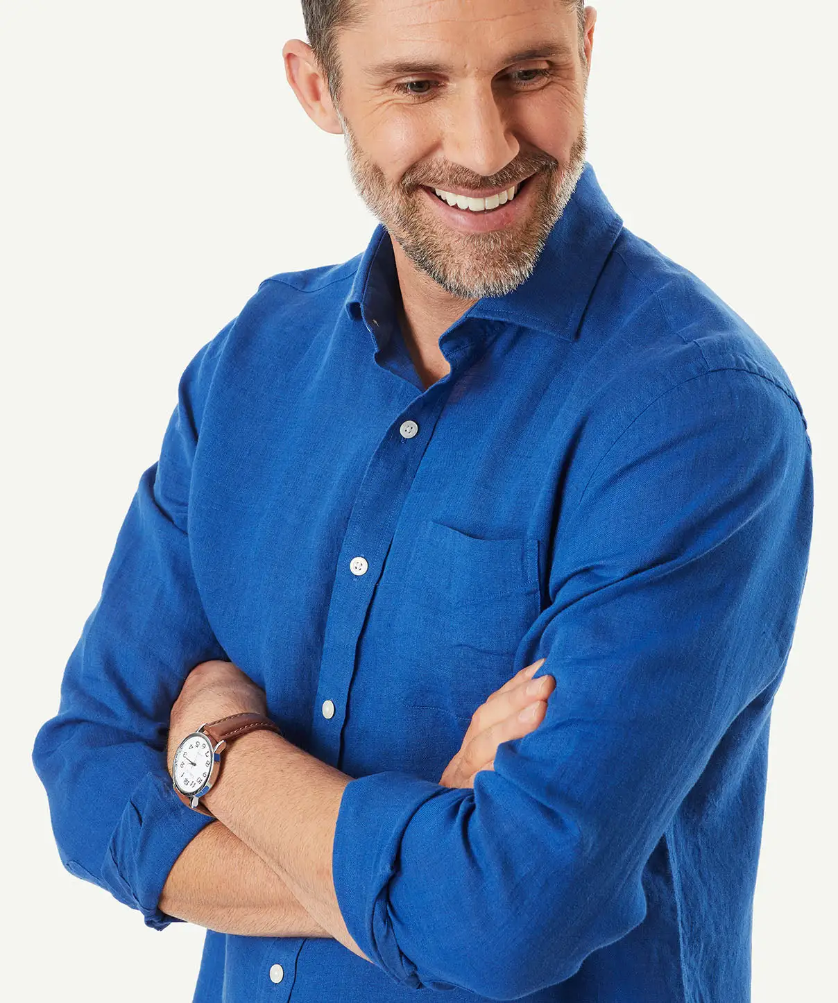 Gazman Pure Linen Plain Long Sleeve Shirt - Royal 5 Gazman Pure Linen Plain Long Sleeve Shirt - Royal - Image 3