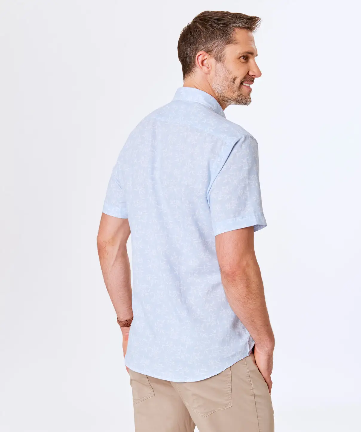 Gazman Tailored Fit Linen Blend Short Sleeve Shirt - Sky Blue 5 Gazman Tailored Fit Linen Blend Short Sleeve Shirt - Sky Blue - Image 3