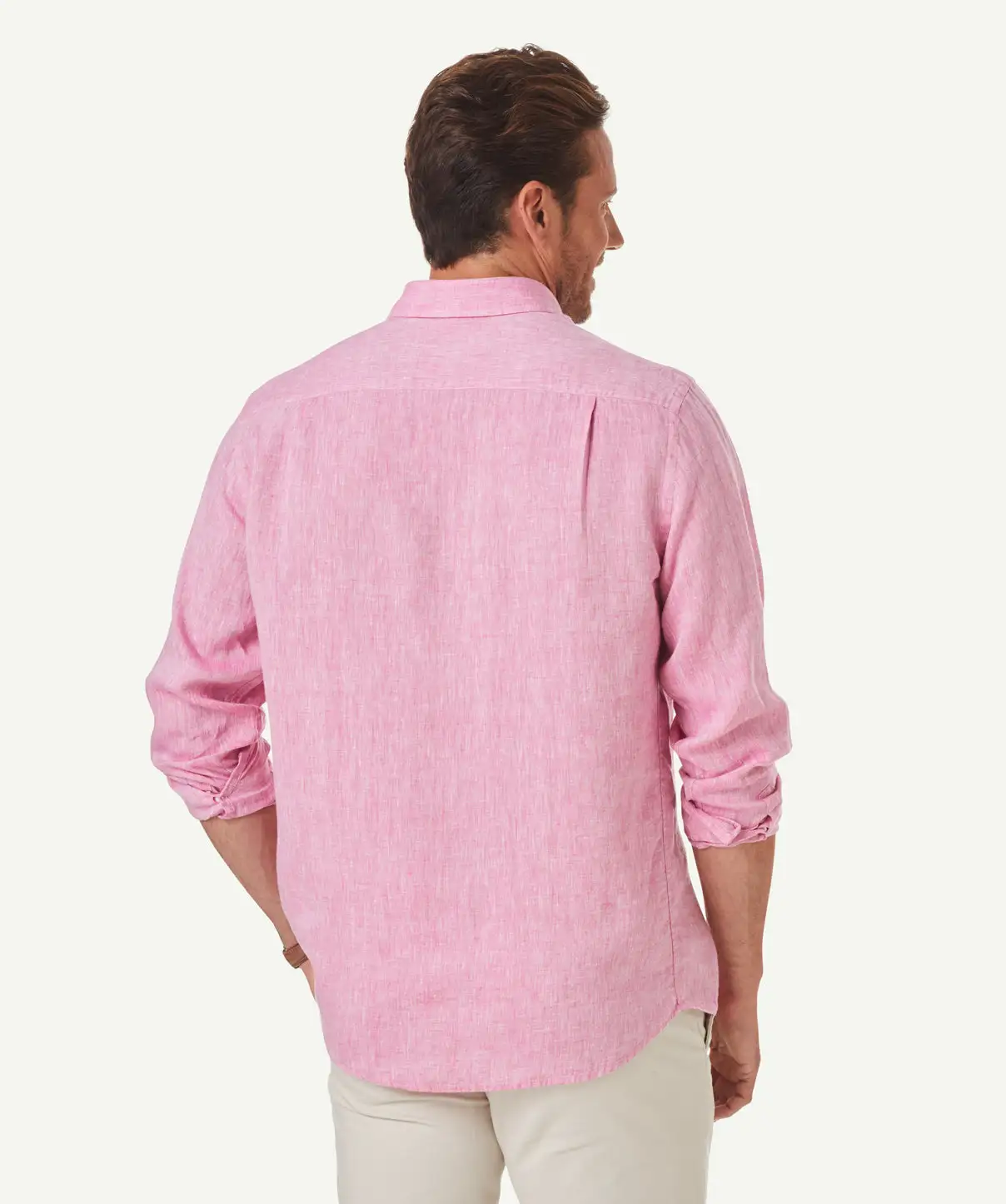 Gazman Pure Linen Plain Long Sleeve Shirt - Berry 5 Gazman Pure Linen Plain Long Sleeve Shirt - Berry - Image 3