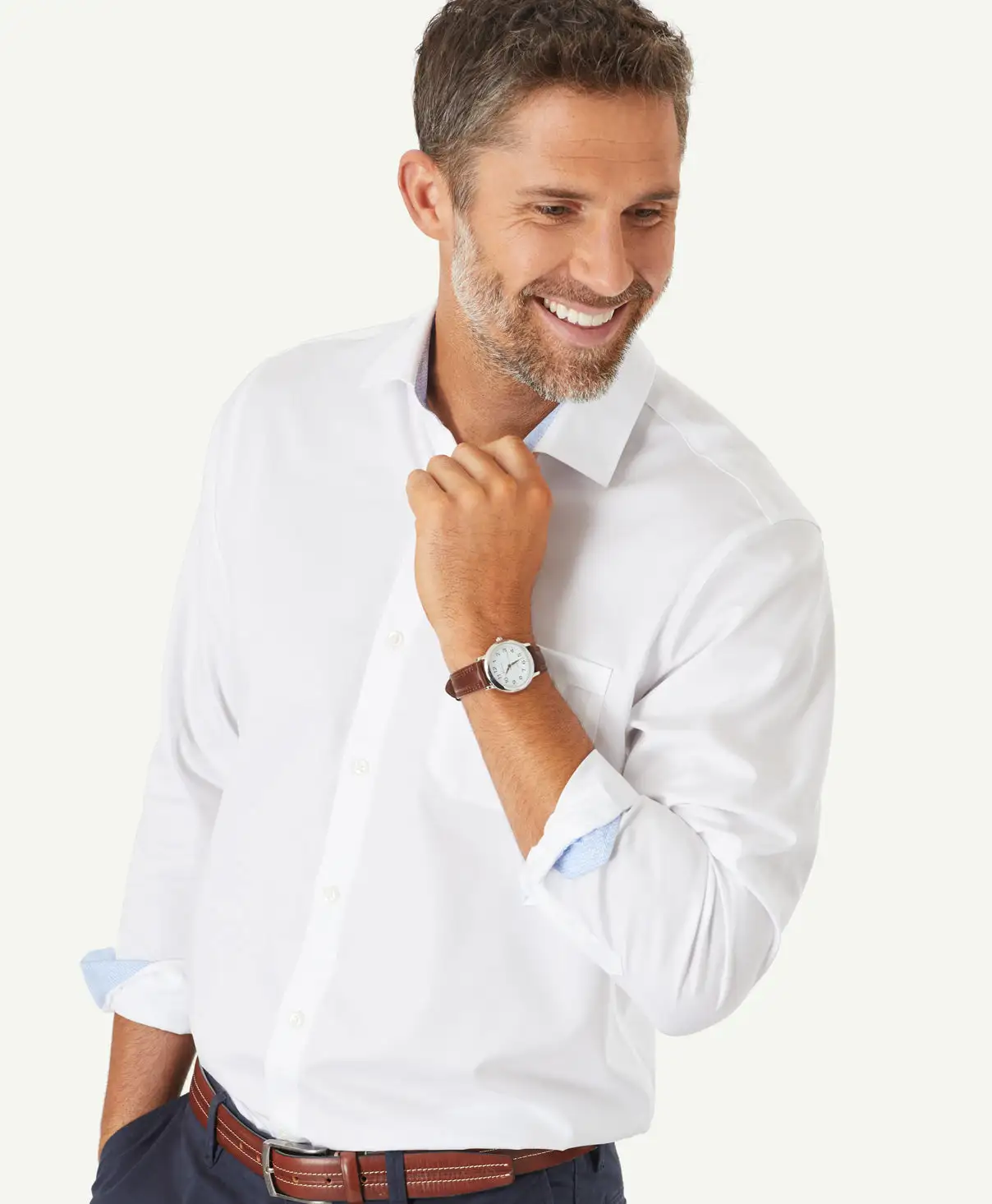 Gazman Easy Care Plain Twill Shirt - White 5 Gazman Easy Care Plain Twill Shirt - White - Image 3