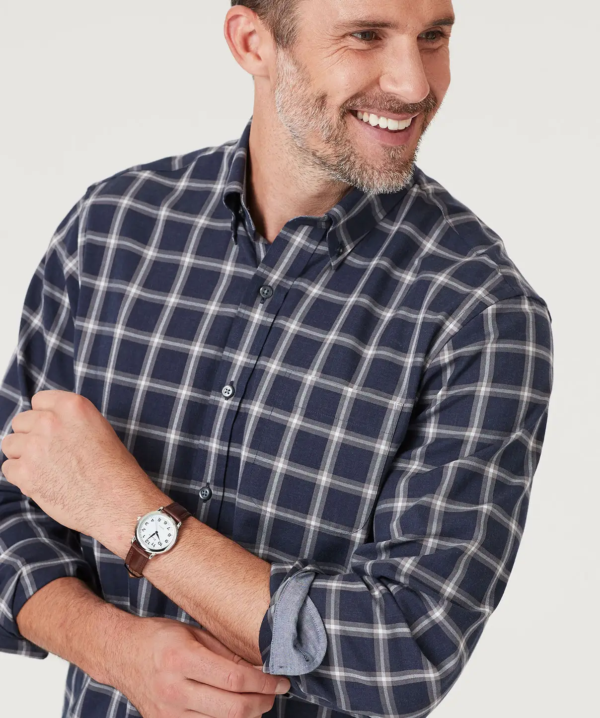 Gazman Brushed Twill Melange Check Shirt - Navy 4 Gazman Brushed Twill Melange Check Shirt - Navy - Image 2