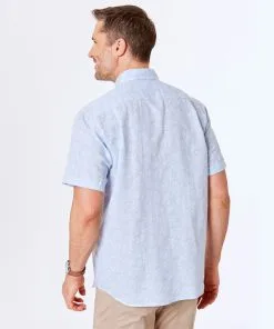 Gazman Linen Blend Short Sleeve Shirt - Sky Blue -Cheap Accessories Store 3 31d095b6 489d 46aa ad88 81188b71e056