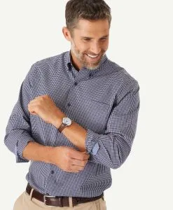 Gazman Easy Care Stretch Check Shirt - Navy -Cheap Accessories Store 3 360a9163 6bac 43e9 a908 e147053dac5d