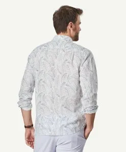 Gazman Linen Blend Fern Print Long Sleeve Shirt - White -Cheap Accessories Store 3 3bebb1fb d744 4cc2 b94e 997d0c93845d
