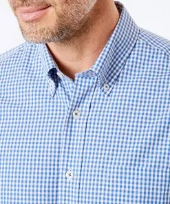 Gazman Easy Care Stretch Gingham Shirt - Blue -Cheap Accessories Store 3 48770270 7d81 4726 8083 ff55df36089d