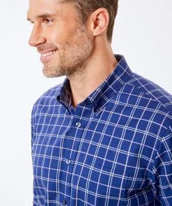 Gazman Tailored Fit Easy Care Check Shirt - Royal -Cheap Accessories Store 3 56ae247a 6e24 4b9a a83e f80176da4e95