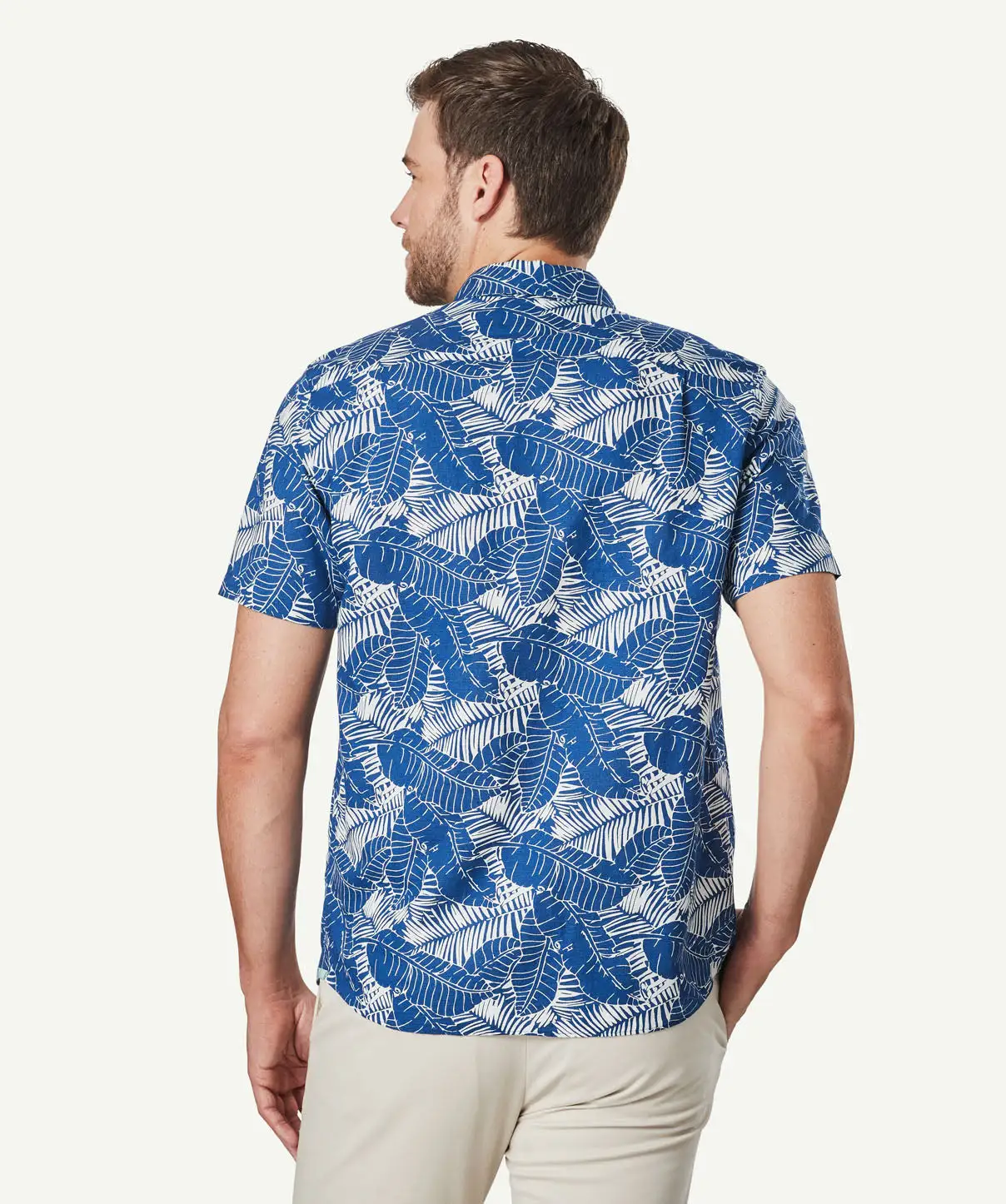 Gazman Linen Blend Leaf Print Short Sleeve Shirt - Nightshade 5 Gazman Linen Blend Leaf Print Short Sleeve Shirt - Nightshade - Image 3