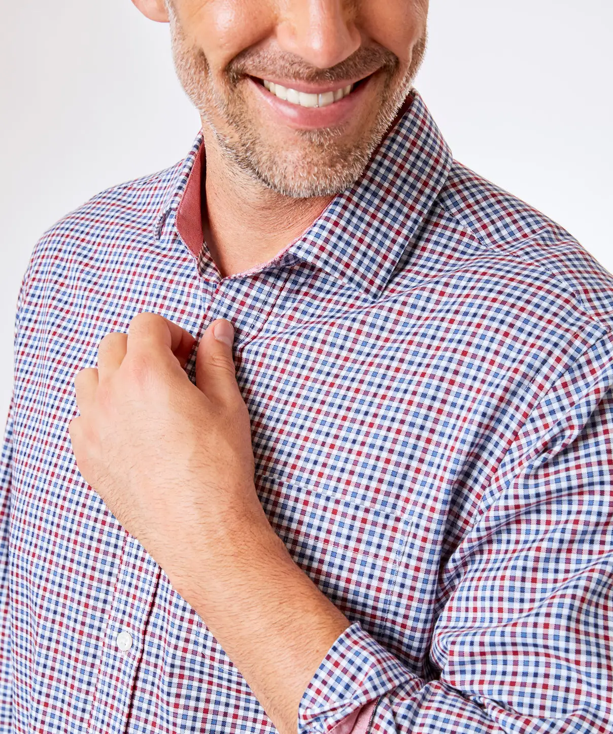 Gazman Easy Care Oxford Check Shirt - Red 5 Gazman Easy Care Oxford Check Shirt - Red - Image 3