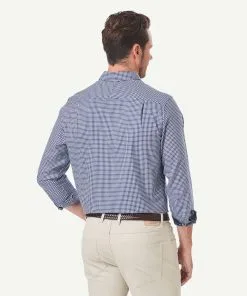 Gazman Easy Care Oxford Check Long Sleeve Shirt - Navy -Cheap Accessories Store 3 6211bfeb 806c 4ce6 b9d4 74ef3dca1e3c