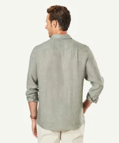 Gazman Linen Plain Long Sleeve Shirt - Khaki -Cheap Accessories Store 3 628d752a 512a 49c9 8aa4 1fedc78534a1