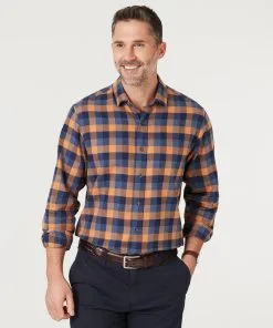 Gazman Brushed Twill Box Check Shirt - Orange -Cheap Accessories Store 3 6d690cda b60d 4951 a45a abcb1a25e609