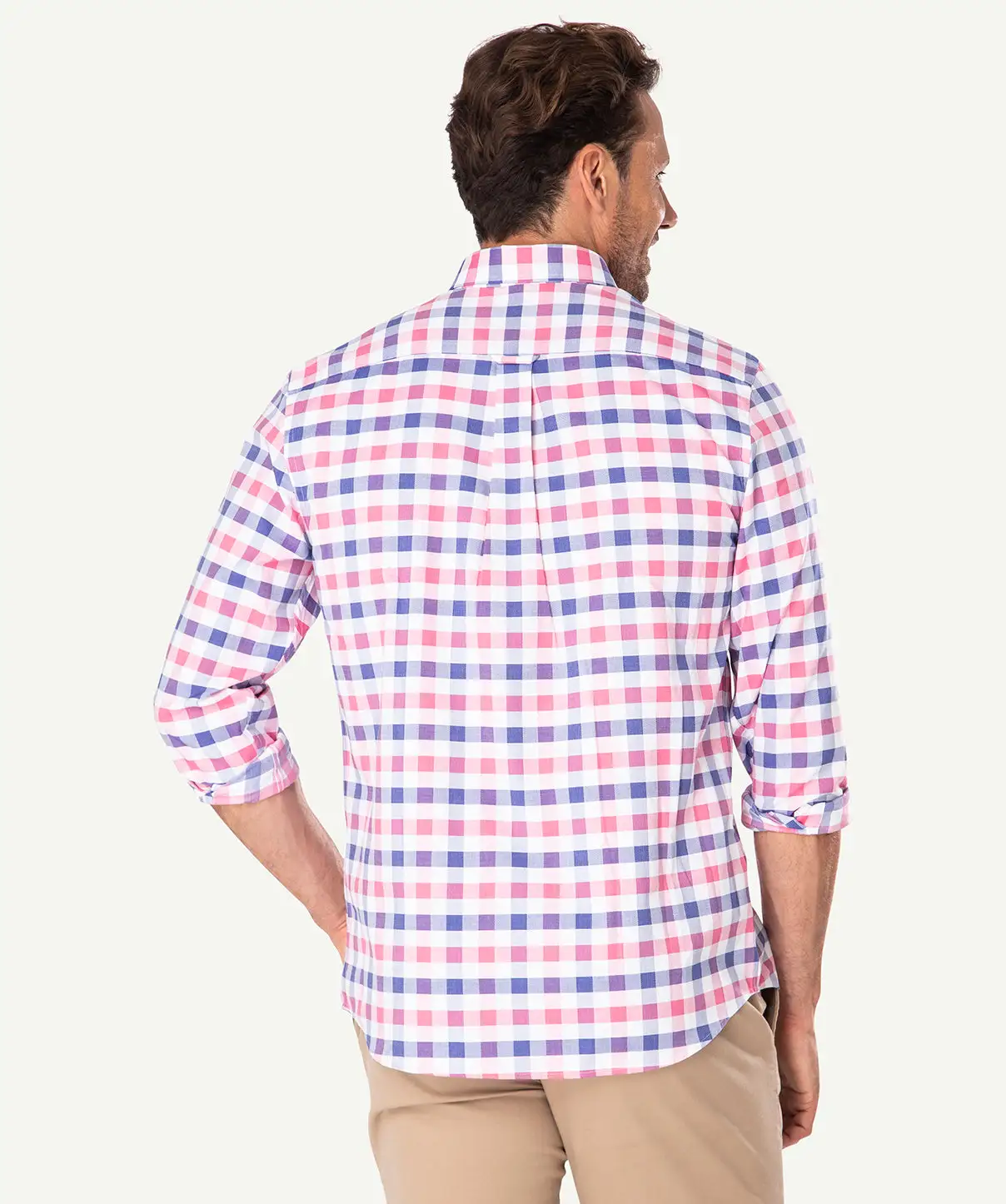 Gazman Easy Care Dobby Check Long Sleeve Shirt - Watermelon 5 Gazman Easy Care Dobby Check Long Sleeve Shirt - Watermelon - Image 3
