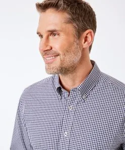 Gazman Easy Care Stretch Gingham Shirt - Navy -Cheap Accessories Store 3 92d3d369 3362 44f2 b070 f25f25d1c3d2