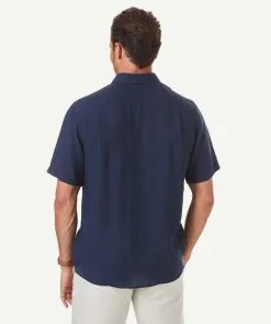 Gazman Linen Plain Short Sleeve Shirt - Navy -Cheap Accessories Store 3 aa48c032 71f0 411d 9a24 fba9d4285c13
