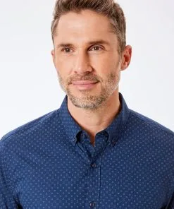 Gazman Tailored Fit Dot Print Shirt - Navy -Cheap Accessories Store 3 b7d022af ab2a 438c ab62 2f0b50e8be00