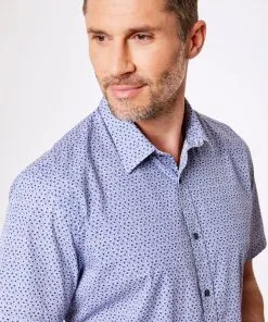 Gazman Tailored Fit Floral Print Short Sleeve Shirt - Navy -Cheap Accessories Store 3 bfcfc4a2 8304 4d48 994f 9cfb007232af