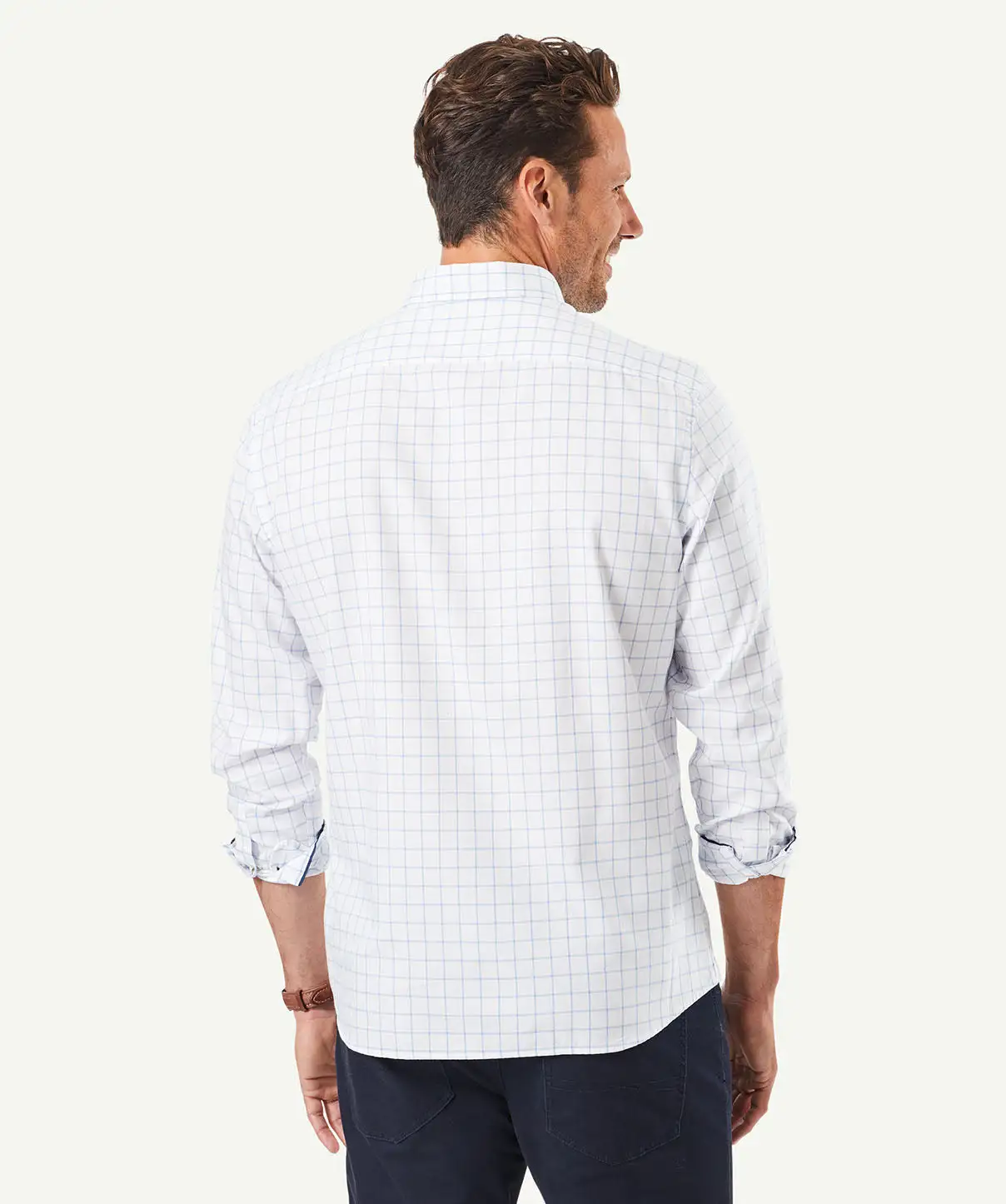 Gazman Tailored Casual Oxford Check Long Sleeve Shirt - White 5 Gazman Tailored Casual Oxford Check Long Sleeve Shirt - White - Image 3