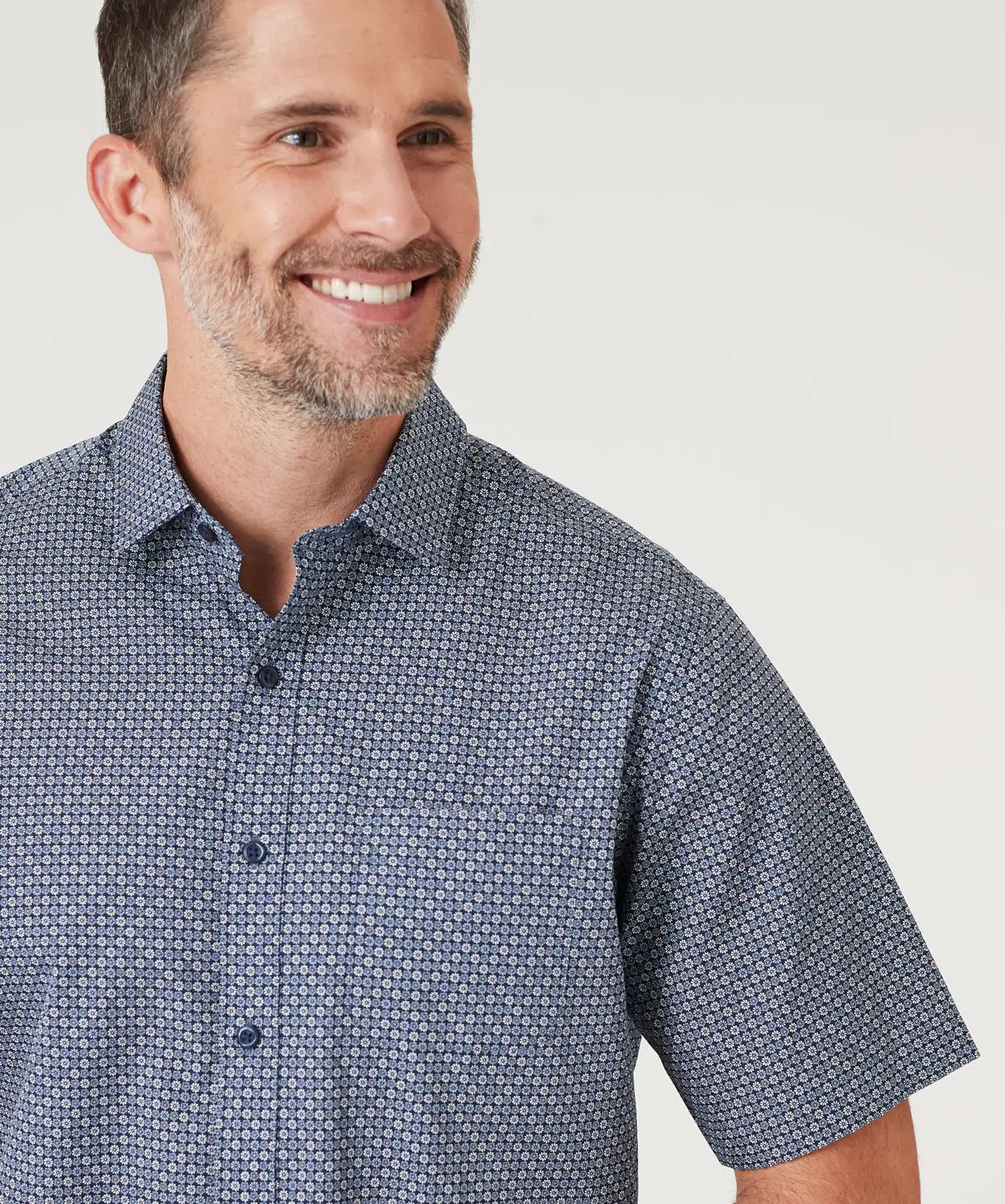 Gazman Flower Tile Print Short Sleeve Shirt - Blue 5 Gazman Flower Tile Print Short Sleeve Shirt - Blue - Image 3