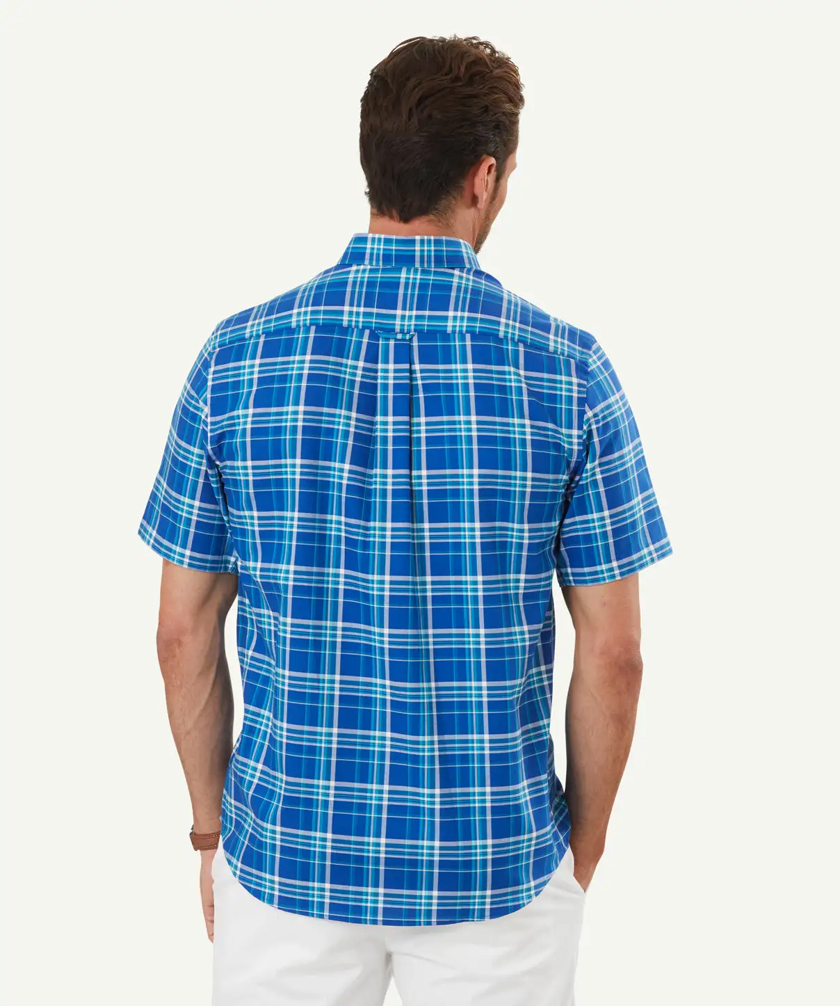 Gazman Easy Care Oxford Check Short Sleeve Shirt - Cobalt 5 Gazman Easy Care Oxford Check Short Sleeve Shirt - Cobalt - Image 3