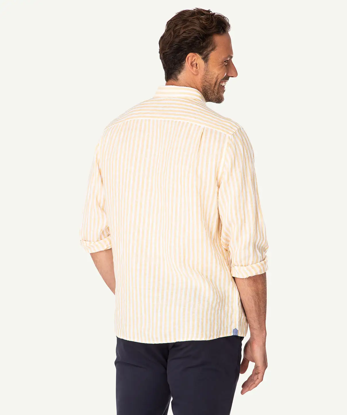 Gazman Linen Bengal Stripe Long Sleeve Shirt - Mineral Yellow 5 Gazman Linen Bengal Stripe Long Sleeve Shirt - Mineral Yellow - Image 3