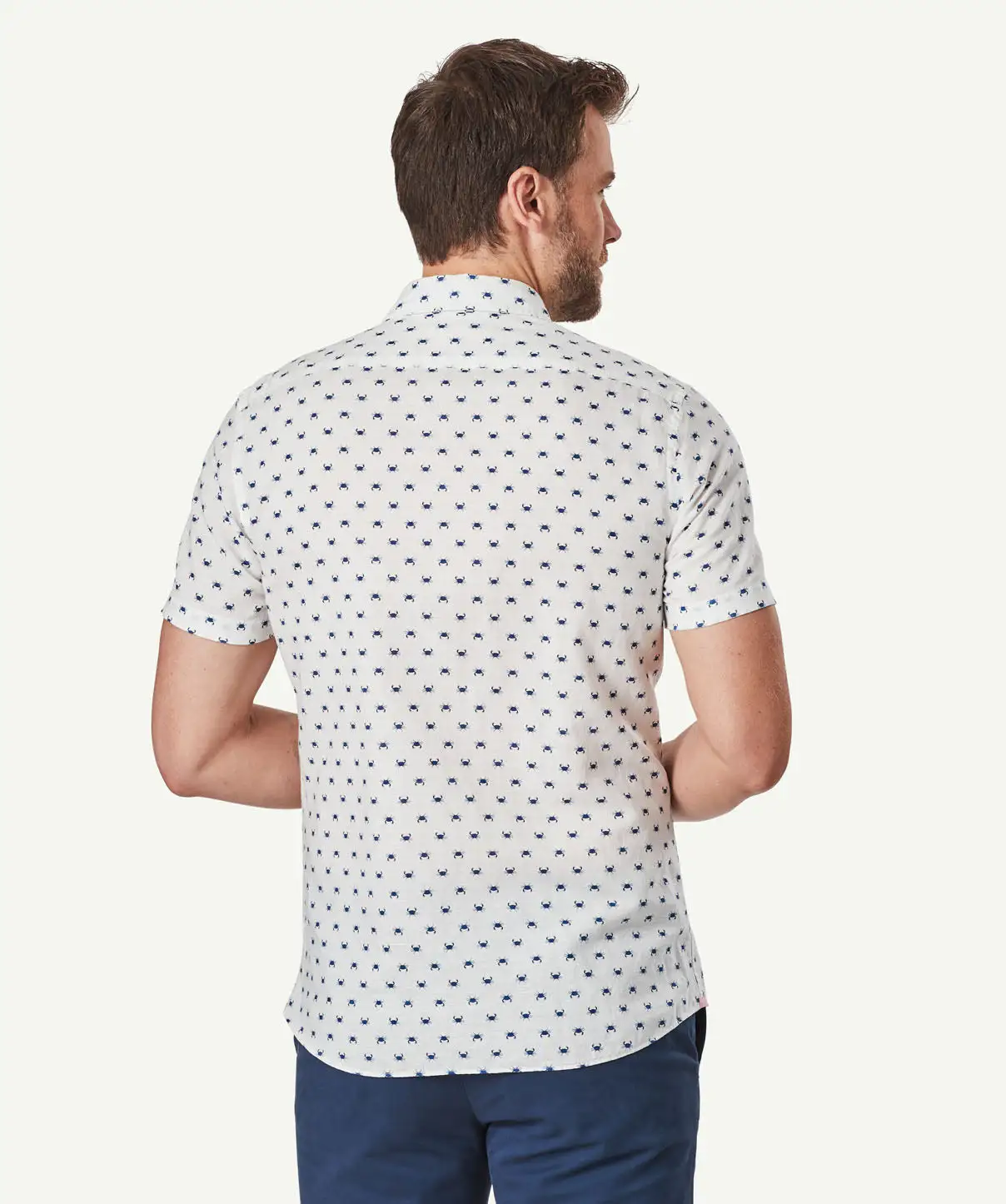 Gazman Tailored Linen Blend Crab Short Sleeve Shirt - White 5 Gazman Tailored Linen Blend Crab Short Sleeve Shirt - White - Image 3