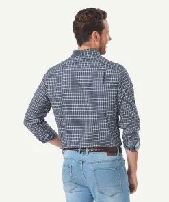 Gazman Easy Care Oxford Check Long Sleeve Shirt - Navy -Cheap Accessories Store 3 f9f7c861 2567 483b a7fa efce9a5ab8f4