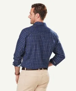 Gazman Easy Care Twill Check Long Sleeve Shirt - Navy -Cheap Accessories Store 3 fe610d98 21be 43a2 86d5 6732ea3cb2c4