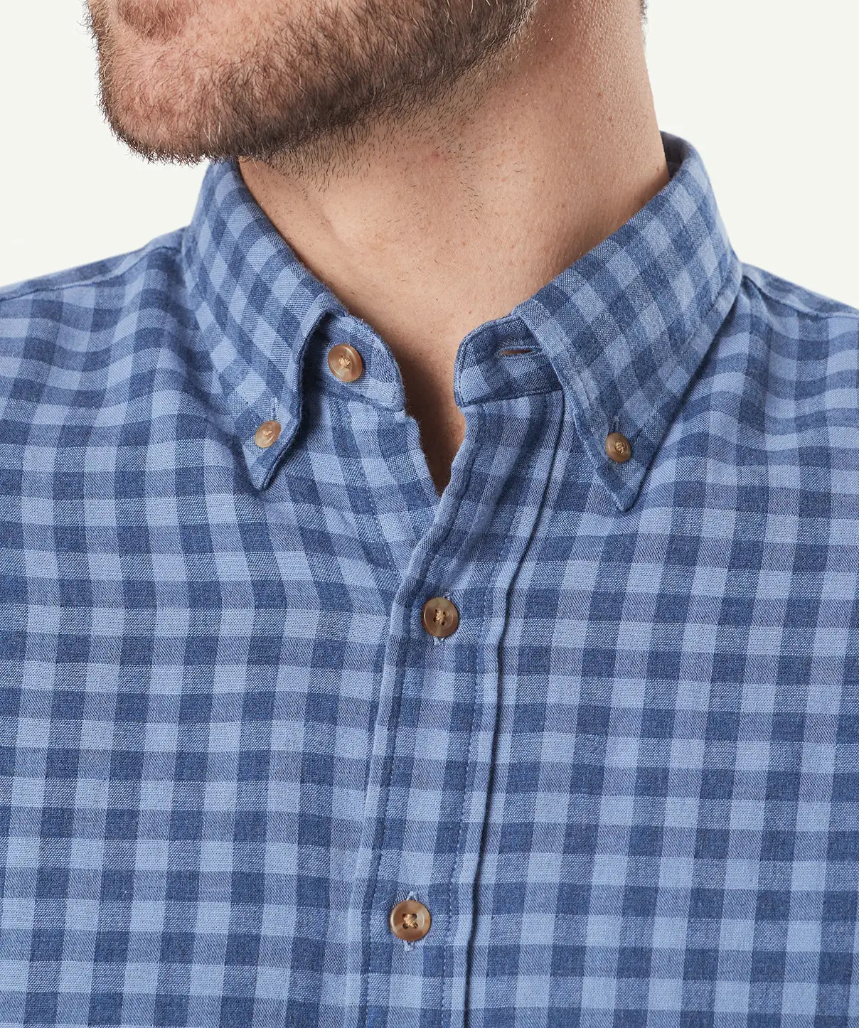 Gazman Casual Double Faced Check Long Sleeve Shirt - Blue 6 Gazman Casual Double Faced Check Long Sleeve Shirt - Blue - Image 4