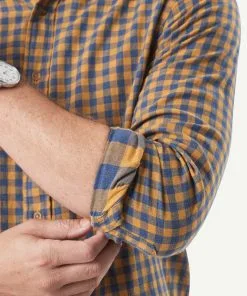 Gazman Casual Double Faced Check Long Sleeve Shirt - Golden Yellow -Cheap Accessories Store 4 42825